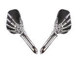 Chrome Skull Skeleton Side Rear Mirrors Honda Kawasaki Suzuki Yamaha Cruiser